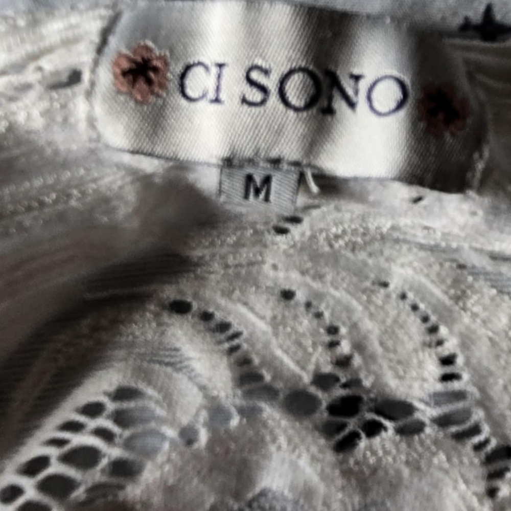 CISONO White Ivory Flutter Sleeve Sheath Dress for Wedding Guests Size M - Picture 6 of 7